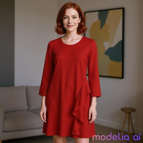 Banana Republic Dresses & Skirts - Banana Republic Dress Ruffled Sheath Women’s Size 8 Red Hidden Back Zipper Poly